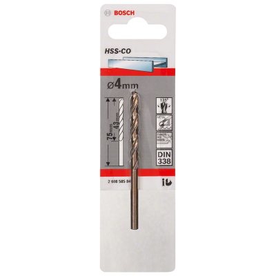 Broca para Acero Inoxidable Bosch HSS-Co 4,0 mm x 75 mm con 5 % Cobalto