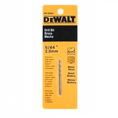 Broca para Metal DeWalt HSS 5/64" — pack de 2 unidades, vástago cilíndrico