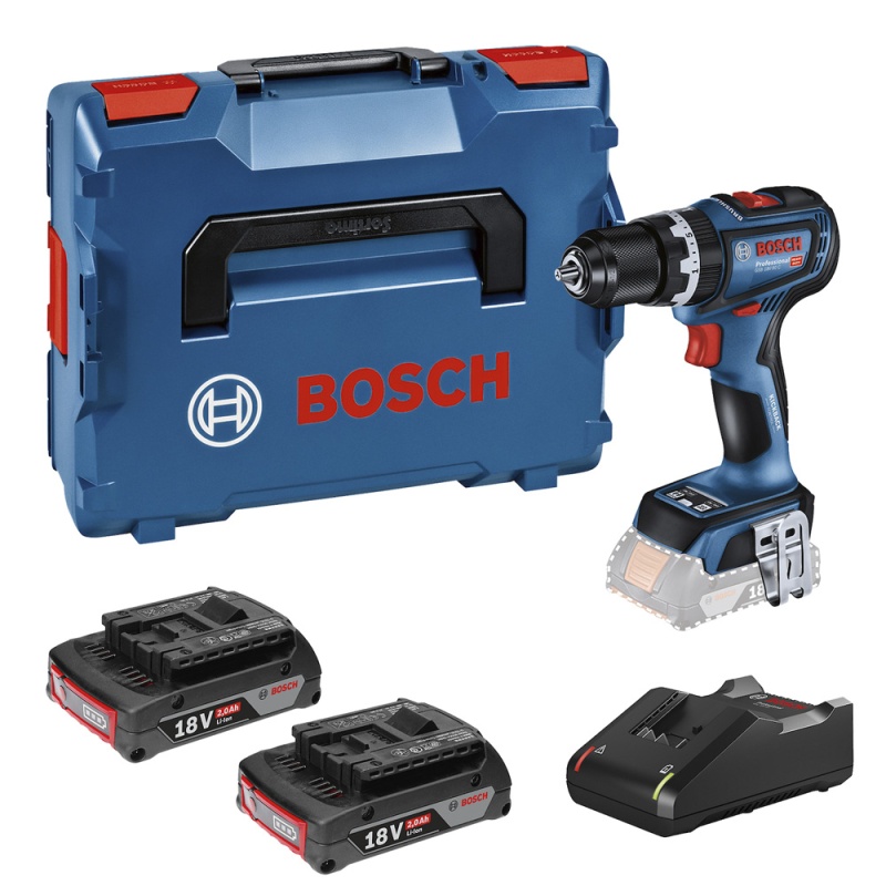 Taladro Percutor Inalámbrico Bosch GSB 18V-90 C Brushless 90 Nm con 2 Baterías