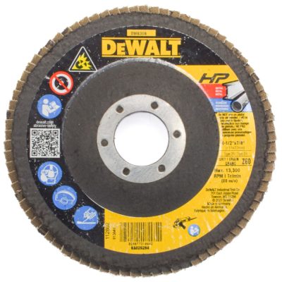 Disco Flap DeWalt DW8308 4 1/2" x 7/8" Grano 60 de Zirconia para Acabado en Metal