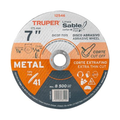 Disco de corte para metal 7" x 1.5 mm TRUPER 12546
