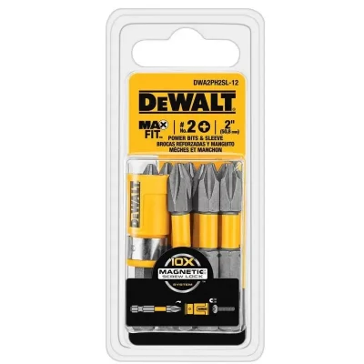 Juego de Puntas de Atornillar DeWalt MaxFit PH2 de 2" — 12 unidades con portapuntas