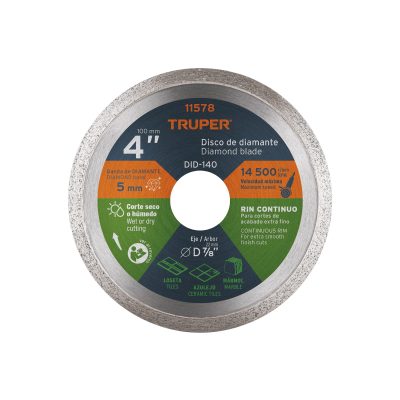Disco diamantado de borde continuo 4" x 1.6 mm TRUPER 11578