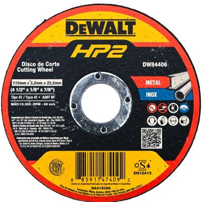 Disco de corte DeWalt DW84406 4 1/2" x 3.2 mm para metal y acero inoxidable