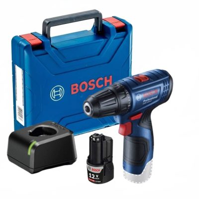 Taladro atornillador inalámbrico Bosch GSR 120-LI de 12V y 30 Nm con batería, cargador y maleta