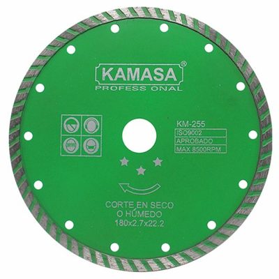 Disco Diamantado Turbo Kamasa KM255 180 mm para Cerámica y Mármol