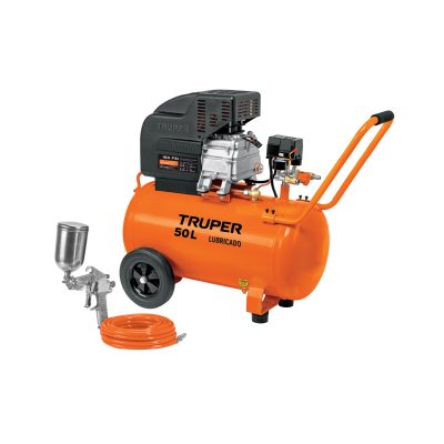 Kit Compresor lub, 50 L, 3 1/2 HP, manguera de PVC y pistola grav, 127V, Truper