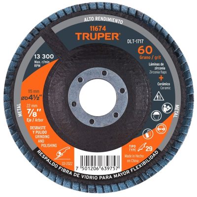 Disco Flap Truper 4 1/2" Grano 60 para Metal