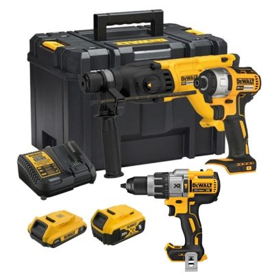 Combo inalámbrico DeWalt DCK260D1P1T-K10 20V: rotomartillo SDS-Plus, taladro percutor 1/2" y atornillador de impacto