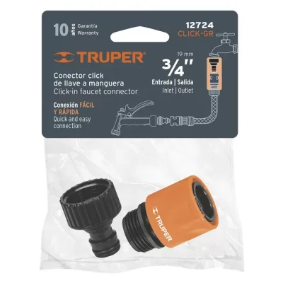 Conector de Riego Sistema Click Truper 12724 con Llave