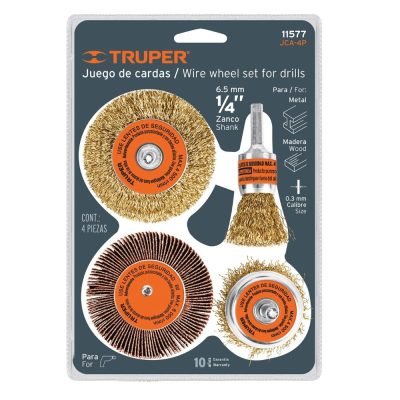 Set de Escobillas Carda para Taladro Truper 11577 4 Piezas