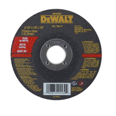 Disco Corte Metal 4-1/2″ × 1/8″, DeWalt DW44530