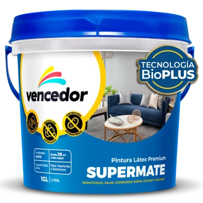 Pintura Látex Mate Vencedor Supermate Triple Acción Antihongos y Antibacterial
