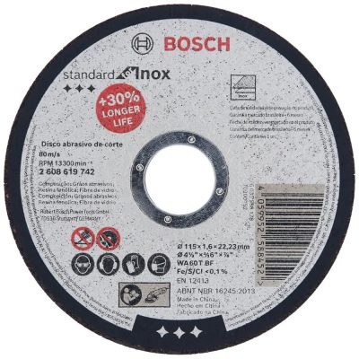 Disco de Corte Bosch 2608.619.742-000 de 4 1/2" x 1.6 mm para Acero Inoxidable