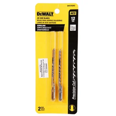Hojas de sierra caladora DeWalt DW3765H2 de 3" y 12 TPI para corte curvo en madera (2 unidades)