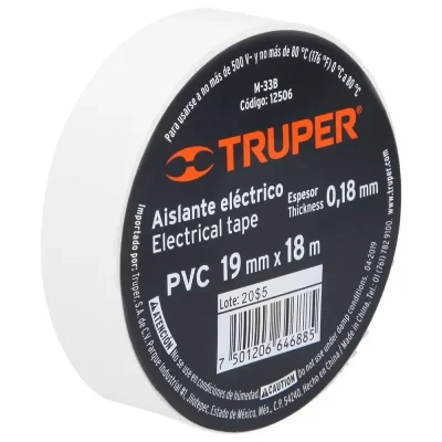 Cinta Aislante Blanca 19mm x 18m Truper 12506