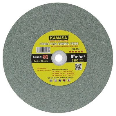 Piedra Abrasiva de Esmeril Kamasa KM154 8" x 1" x 1" Grano 80 Carburo de Silicio