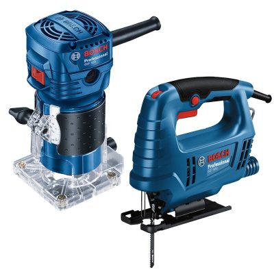Combo Bosch Fresadora GKF 550 + Sierra Caladora GST 680