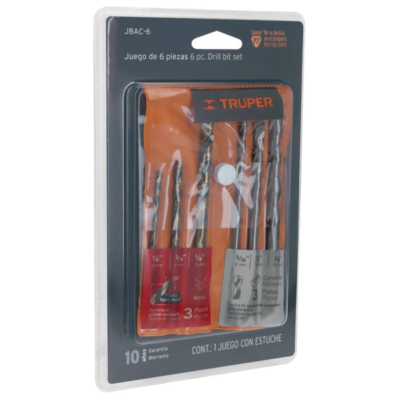 Juego de Brocas Truper 11336 para Metal y Concreto 6 Piezas