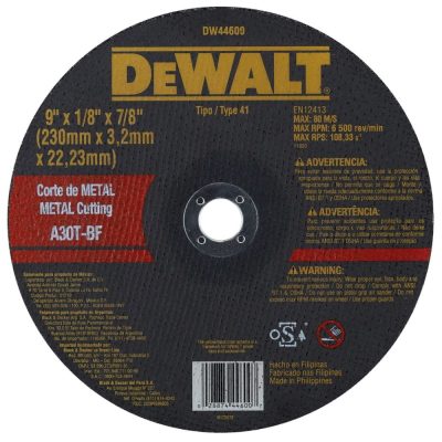 Disco de corte DeWalt DW44600 9" x 3.2 mm x 7/8" para metal