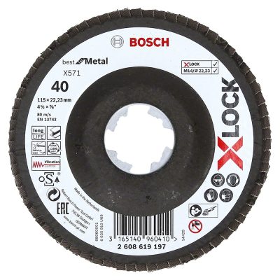 Disco Flap Bosch 4 1/2" X-Lock Grano 40 para Metal