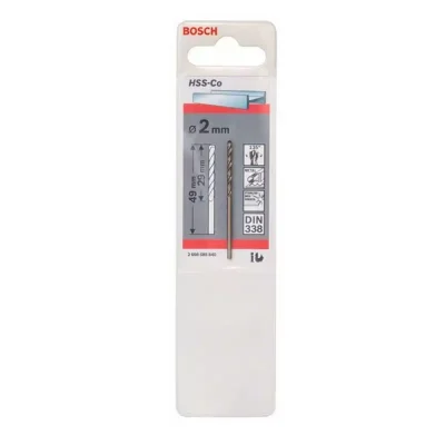 Broca para Metal HSS-Co Bosch 2.0mm DIN 338
