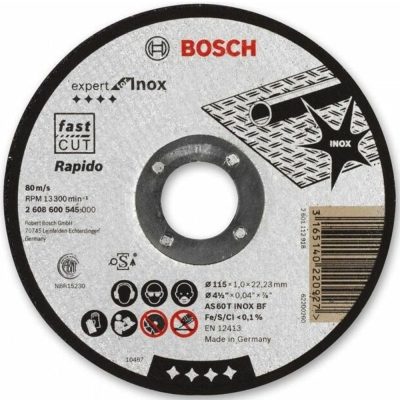 Disco de Corte Bosch 2608.600.545-000 de 4 1/2" x 1 mm para Acero Inoxidable