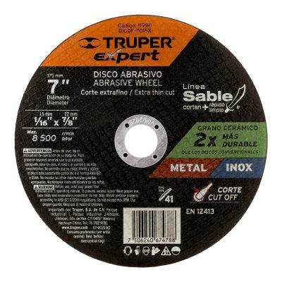 Disco de corte para metal 7" x 1.5 mm TRUPER Expert 11998