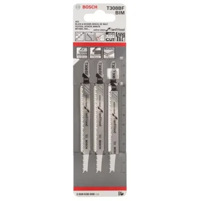 Hojas de calar Bosch T308BF Extraclean bimetalicas para madera dura, pack de 3 unidades