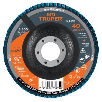 Disco Flap 4 1/2" Grano 40 para Metal Truper 11673