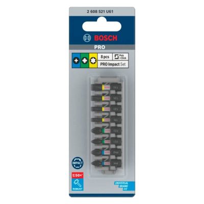 Juego de Puntas de Atornillar Bosch PRO Impact 2608.521.U61-000 8 Piezas Hex 1/4"